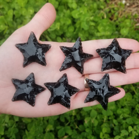 Obsidian Hand Knapped Star